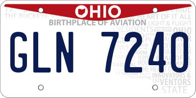 OH license plate GLN7240