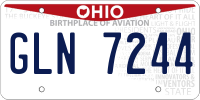 OH license plate GLN7244