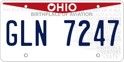 OH license plate GLN7247