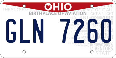 OH license plate GLN7260