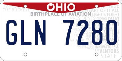 OH license plate GLN7280