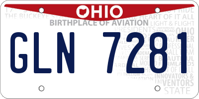 OH license plate GLN7281