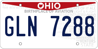 OH license plate GLN7288