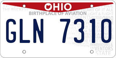 OH license plate GLN7310