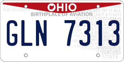 OH license plate GLN7313