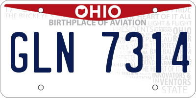 OH license plate GLN7314