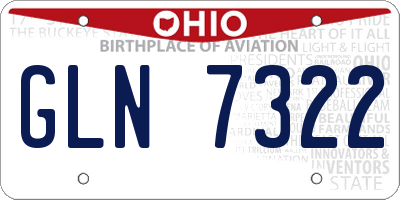 OH license plate GLN7322