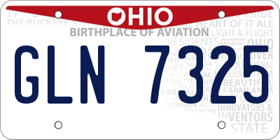 OH license plate GLN7325