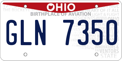 OH license plate GLN7350