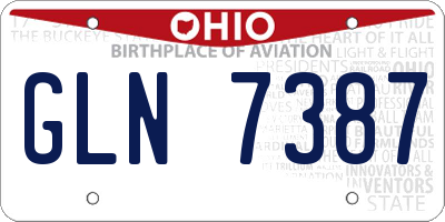 OH license plate GLN7387