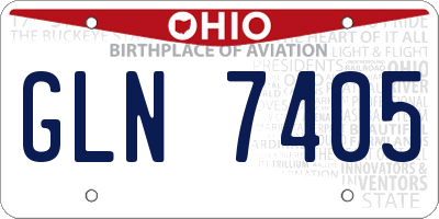 OH license plate GLN7405