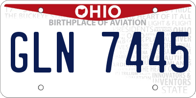OH license plate GLN7445