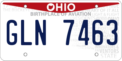 OH license plate GLN7463