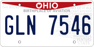 OH license plate GLN7546