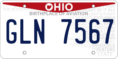 OH license plate GLN7567
