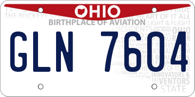 OH license plate GLN7604