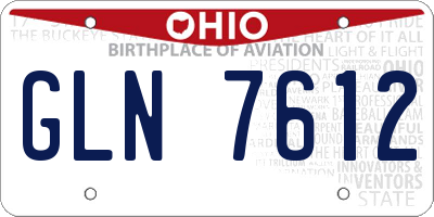 OH license plate GLN7612