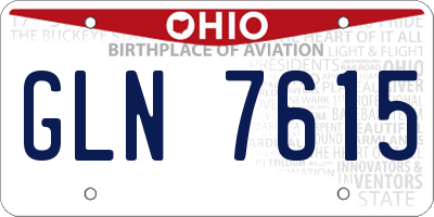 OH license plate GLN7615