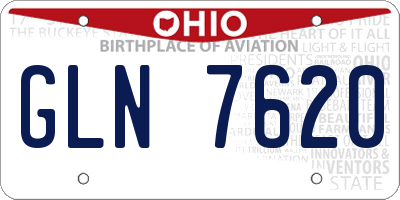 OH license plate GLN7620