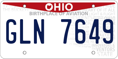 OH license plate GLN7649