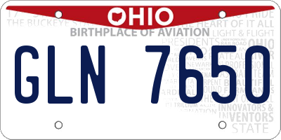 OH license plate GLN7650