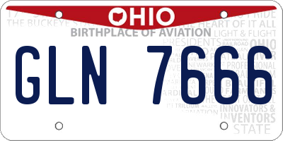 OH license plate GLN7666