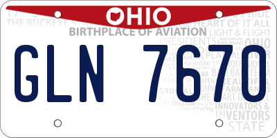 OH license plate GLN7670