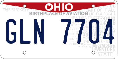 OH license plate GLN7704