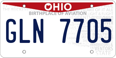 OH license plate GLN7705