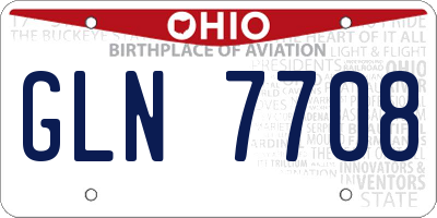 OH license plate GLN7708