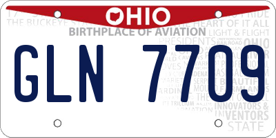 OH license plate GLN7709