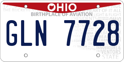 OH license plate GLN7728