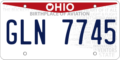 OH license plate GLN7745