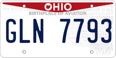 OH license plate GLN7793