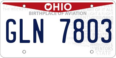 OH license plate GLN7803