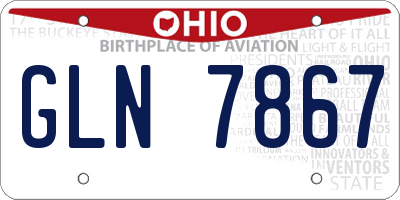 OH license plate GLN7867