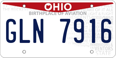 OH license plate GLN7916