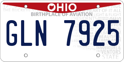 OH license plate GLN7925