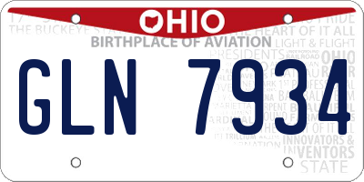OH license plate GLN7934