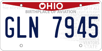 OH license plate GLN7945