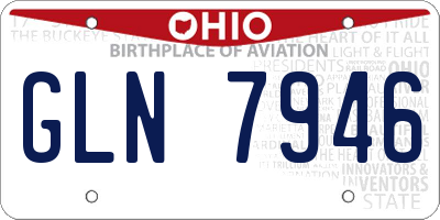 OH license plate GLN7946