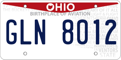 OH license plate GLN8012