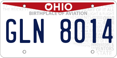 OH license plate GLN8014
