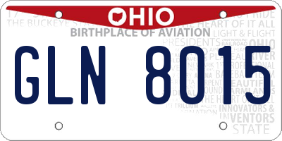 OH license plate GLN8015