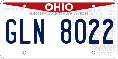 OH license plate GLN8022