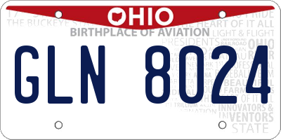 OH license plate GLN8024