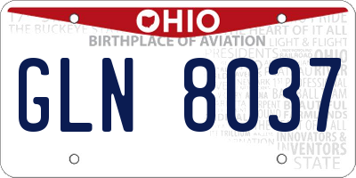 OH license plate GLN8037