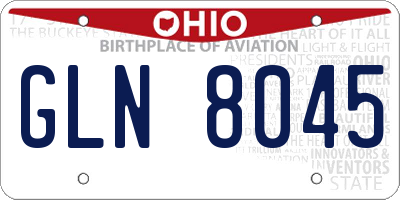 OH license plate GLN8045