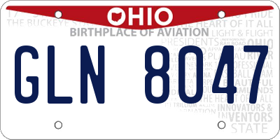 OH license plate GLN8047