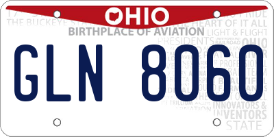 OH license plate GLN8060